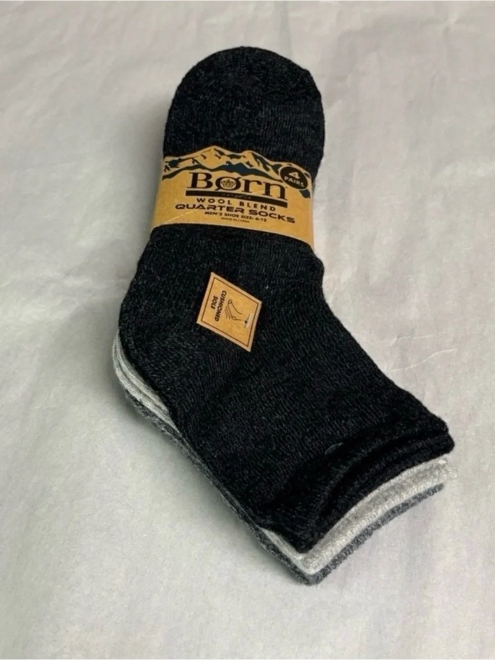New Born Socks 4 Pair Men’s Wool Blend Quarter Socks Cushioned Casual Activewear